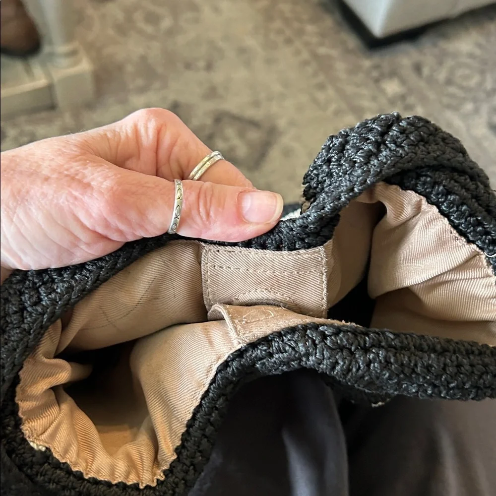 THE SAK BLACK & TAN HOBO HAND CROCHETED BAG MADE IN BALI